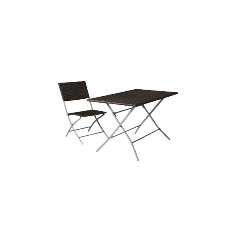 Set Pratiko Family Tavolo + 4 Sedie Pieghevoli Wicker Moka