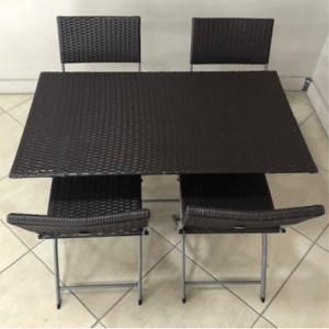 Zoom Pratiko Family Tavolo + 4 Sedie Pieghevoli Wicker Moka