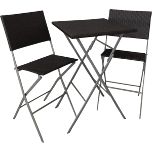 Set tavolo alto e 2 sedie pieghevoli moka - Pratiko Basic