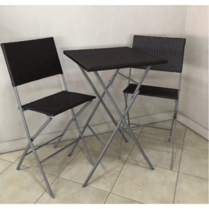 Zoom Pratiko Set Basic Tavolo H110 Cm + 2 sedie Pieghevoli Wicker Moka