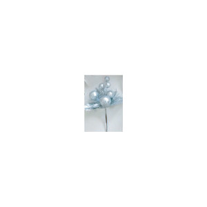 Ramo Bacche Mini Glitter Silver 21x14 cm - Decorazione Natalizia