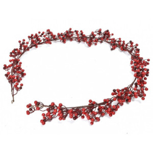 Ramo decorativo 185 cm con bacche rosse per Natale e casa