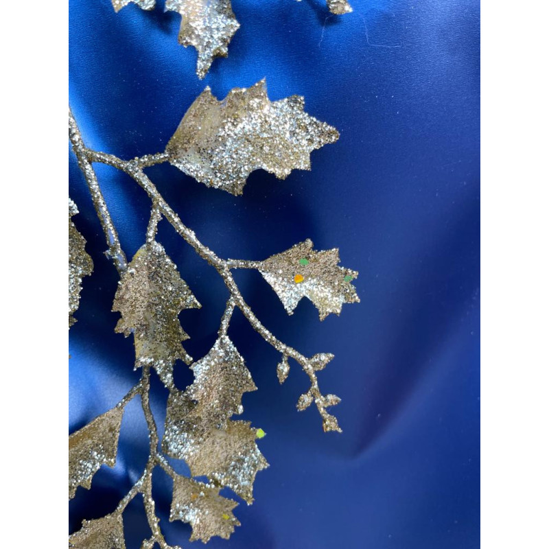 Ramo Foglie Glitter Oro - Decorazione Natalizia Elegante