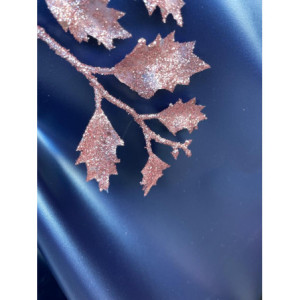 Ramo Foglie Glitter Rosa - Decorazione Natalizia Elegante