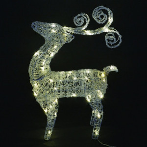 Renna 3D Acrilico 90cm 70LED Bianco Caldo - Decorazione Natalizia
