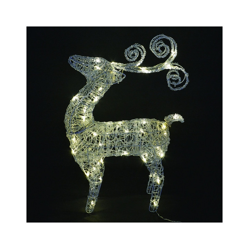 Renna 3D Acrilico 90cm 70LED Bianco Caldo - Decorazione Natalizia