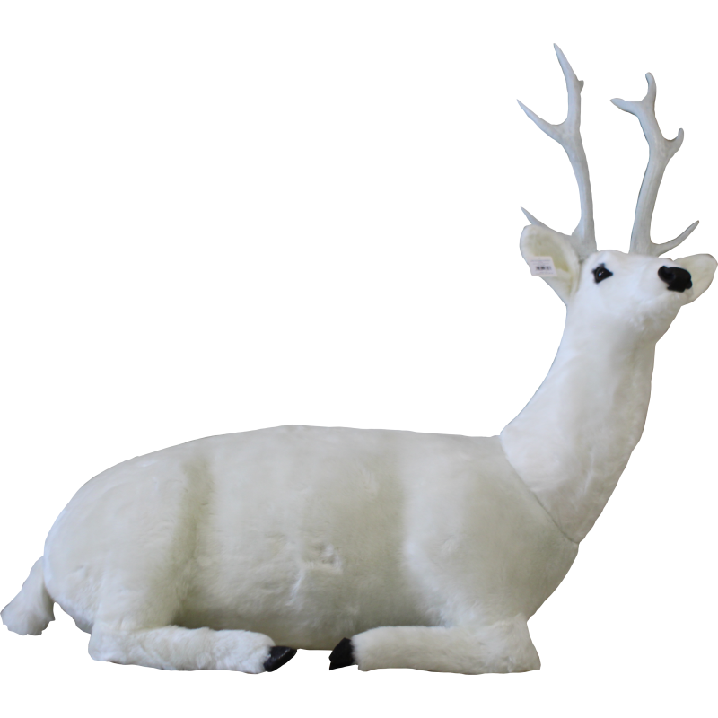 Renna Bianca Seduta 122x98h cm - Decorazione Natalizia Elegante