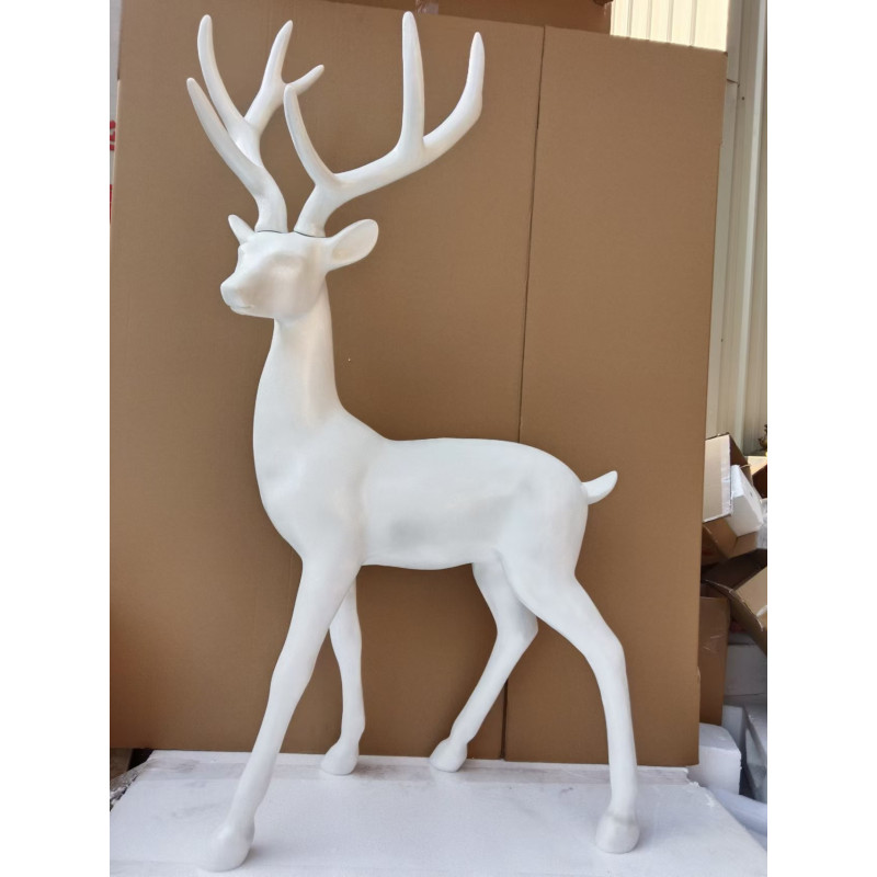 Renna Grande in Resina Bianca 155 cm - Decorazione Natale