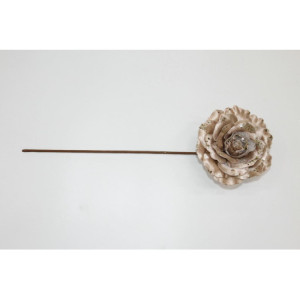 Rosa Crema con Pailettes 24 cm - Fiore Decorativo Natalizio