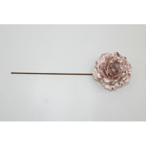 Rosa Rosa Cipria con Pailettes Champagne 24 cm - Decorazione