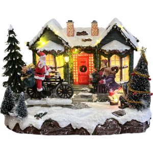 Scena Santa Byker con luci e musica per decorazioni natalizie