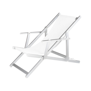 Zoom Set di 4 Sdraio Top Beach Bianco. A Posiz. Con Str. Allu. E Telo Textilene