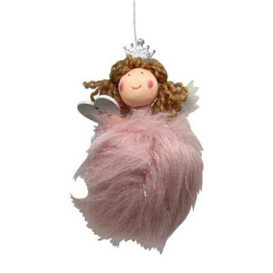 Set 2 Pendenti Angelo Rosa 11cm - Decorazioni Natalizie Eleganti