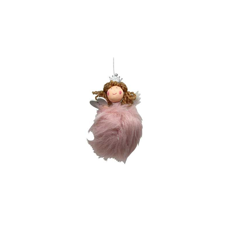 Set 2 Pendenti Angelo Rosa 11cm - Decorazioni Natalizie Eleganti