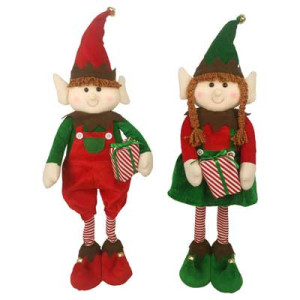 Set 2 Elfi Couple 68cm - Decorazioni Natalizie Casa e Giardino