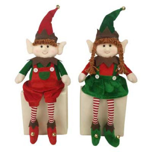 Set 2 Elfi Couple Seduti 45cm - Decorazioni Natalizie Originali