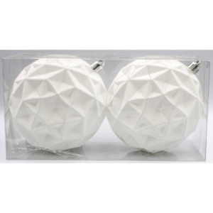 Set 2 Sfere Crack Bianco 10 cm - Decorazione Natalizia Casa