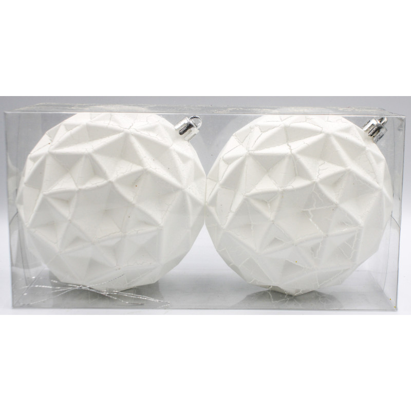 Set 2 Sfere Crack Bianco 10 cm - Decorazione Natalizia Casa