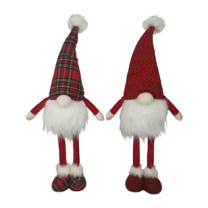 Set 2 Gnomi Luminosi Rosso e Scozzese 62cm - Decorazioni Natalizie