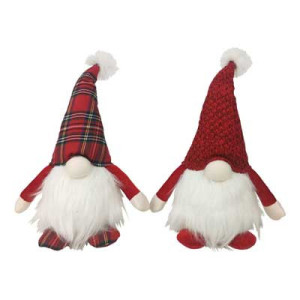 Set 2 Gnomi Luminosi Rosso e Scozzese 34cm - Decorazioni Natalizie