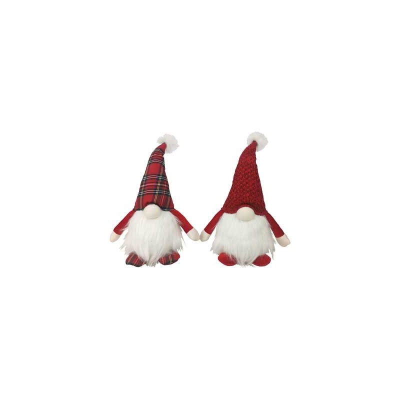 Set 2 Gnomi Luminosi Rosso e Scozzese 34cm - Decorazioni Natalizie