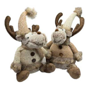 Set 2 Renne Crazy Seduta Tortora 35cm - Decorazioni Natalizie