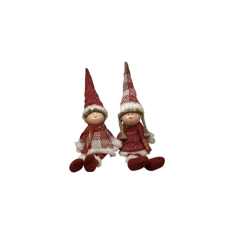 Set 2 Dolly Boy &amp; Girl Rosso 24/48cm - Oggettistica Decorativa