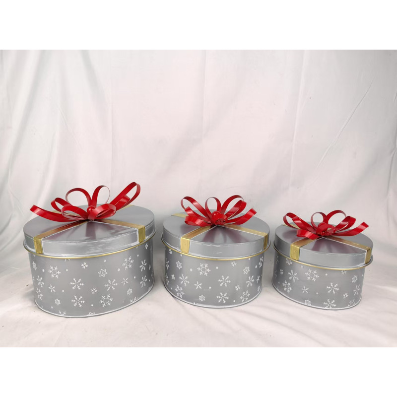 Set 3 contenitori pacchi regalo tondi rosso e oro: ordine chic