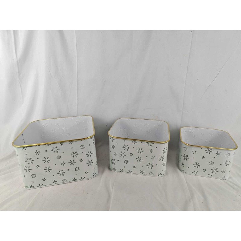Set 3 contenitori quadrati in metallo rosso e oro: ordine chic