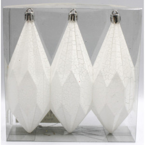 Set 3 Crack Drill Bianco 13 cm - Sfere Decorazione Natalizia