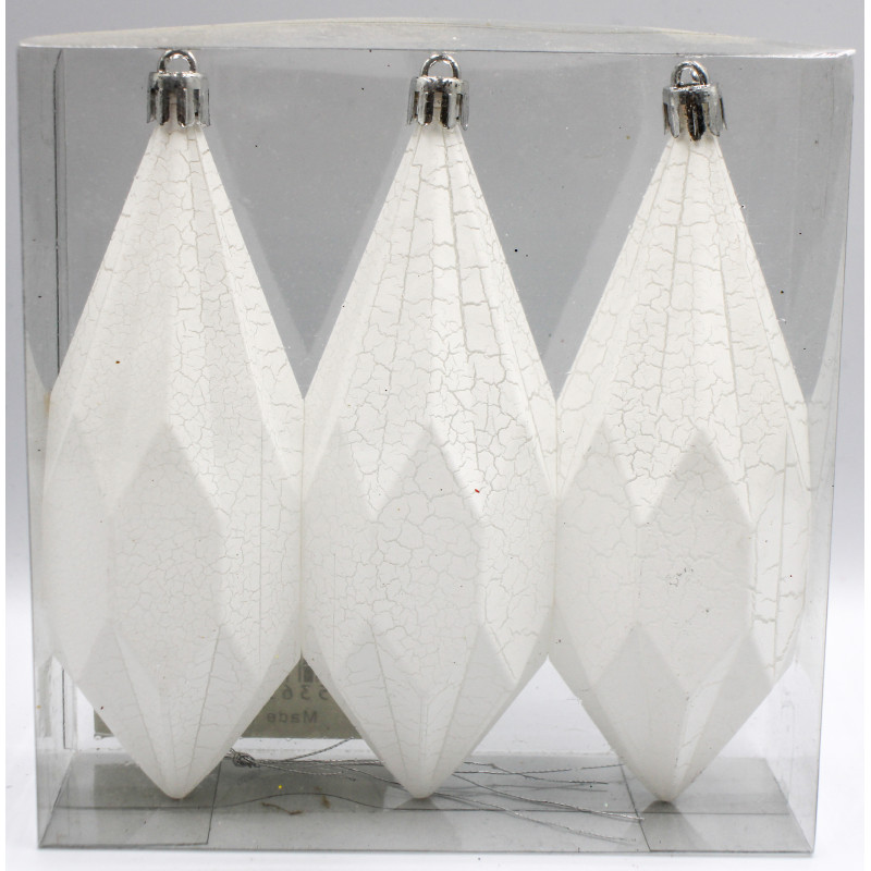 Set 3 Crack Drill Bianco 13 cm - Sfere Decorazione Natalizia