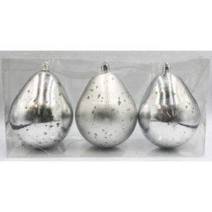 Set 3 Drill Argento 9 cm - Sfere Decorazione Natalizia Casa