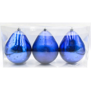 Set 3 Drill Blu 9 cm - Sfere Decorazione Natalizia Casa