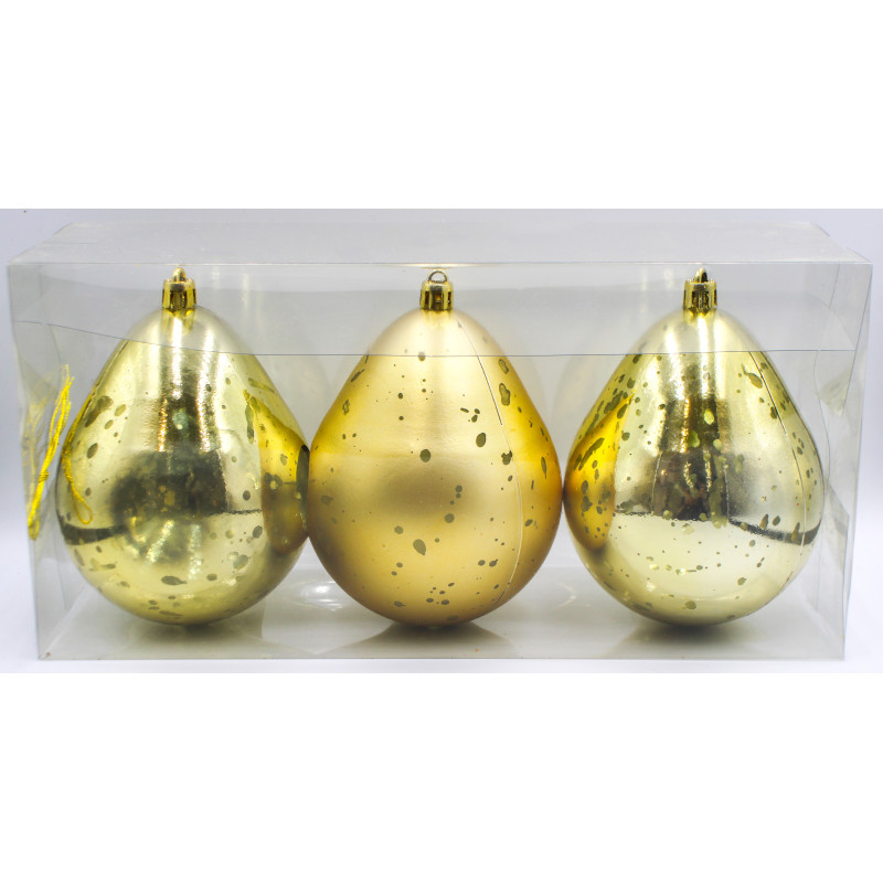 Set 3 Drill Oro 9 cm - Sfere Decorazione Natalizia Casa
