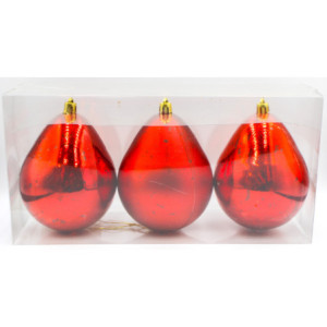 Set 3 Drill Rosso 9 cm - Sfere Decorazione Natalizia Casa