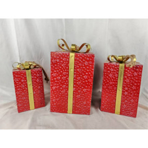Set 3 pacchi regalo squadrati rosso e oro H23-27-32: Natale elegante