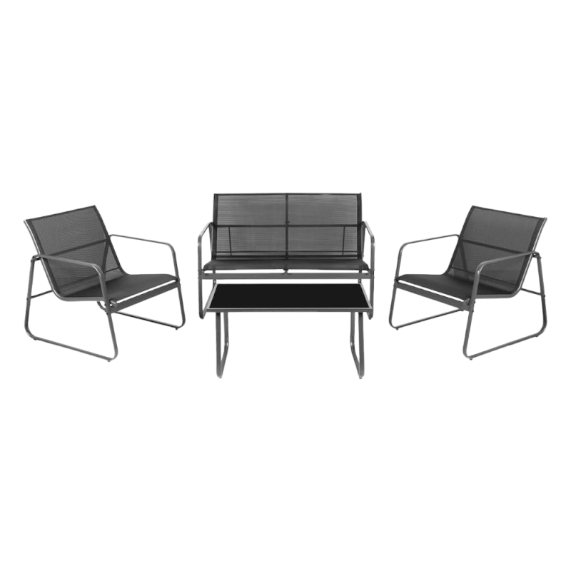 Set Atena 4 Posti Metallo Antracite e Textilene Grigio