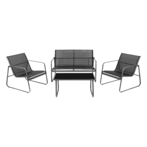 Zoom Set Atena 4 Posti In Metallo Antracite Text. Grigio