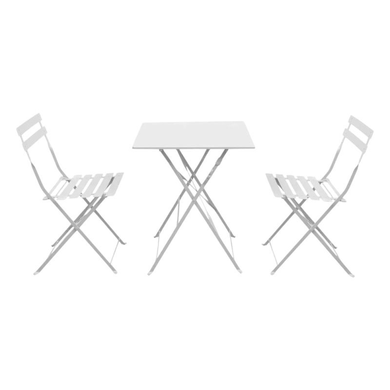 Set Bistro in Ferro Bianco 3 Pezzi per Giardino
