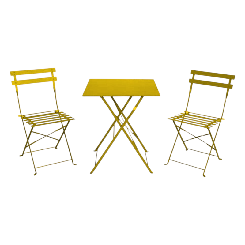 Set Bistro in Ferro Giallo 3 Pezzi per Giardino