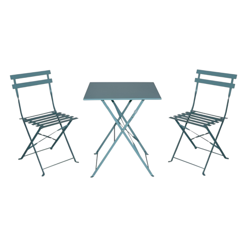 Set bistrot in ferro verde acqua 3 pezzi: stile e praticità outdoor
