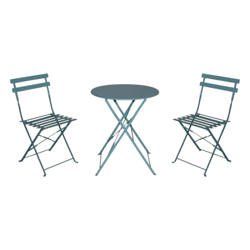Set Bistro Tondo Ferro Verde Acqua 3 Pezzi Giardino
