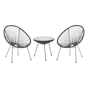 Set Cordonato 2 Sedute e Tavolino Nero per Giardino