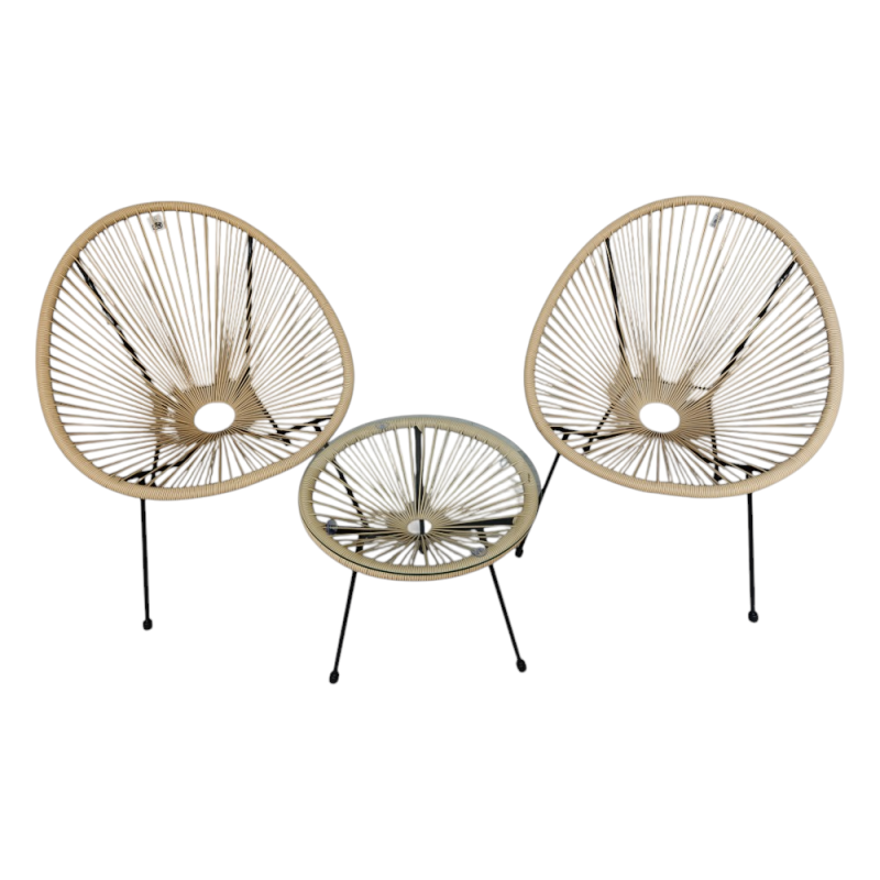 Set Cordonato 2 Sedute e Tavolino Tortora per Giardino