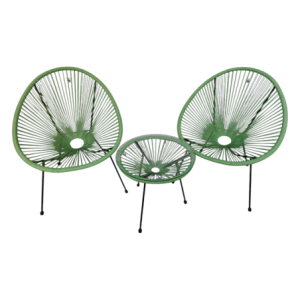 Set Cordonato 2 Sedute e Tavolino Verde per Giardino