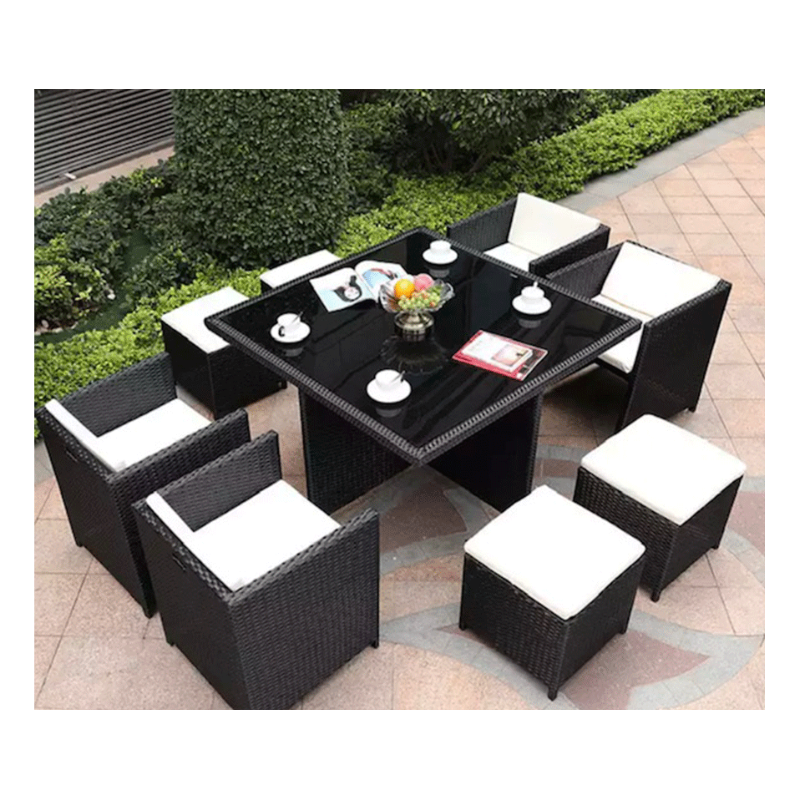 Set New Cubo Eight 9 pezzi moka salotto da giardino completo