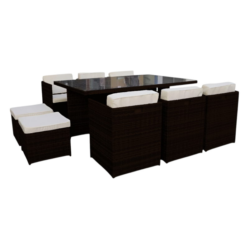 Set New Cubo Ten 11 pezzi colore moka salotto da giardino