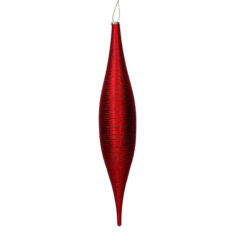 Sfera plastica goccia glitter rosso opaco H55 cm - Decorazione natalizia