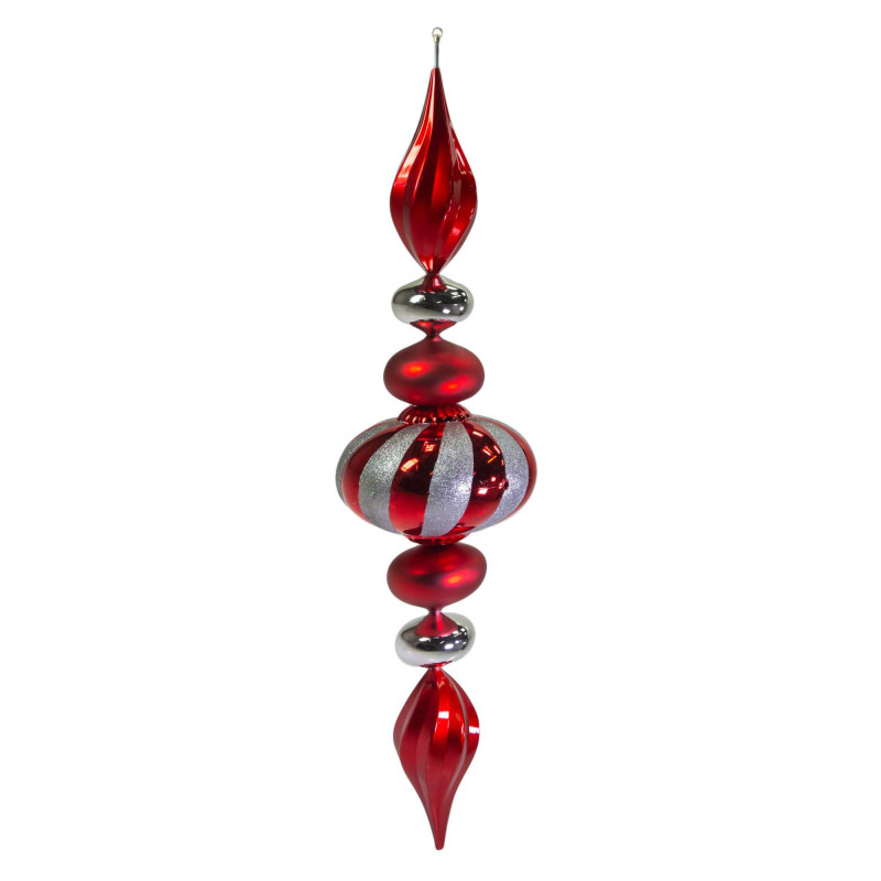 Decorazione plastica puntale bianco rosso H160 cm - Scenografia natalizia