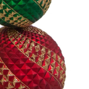 Zoom Statua plastica puntale rosso, verde e oro cmh140